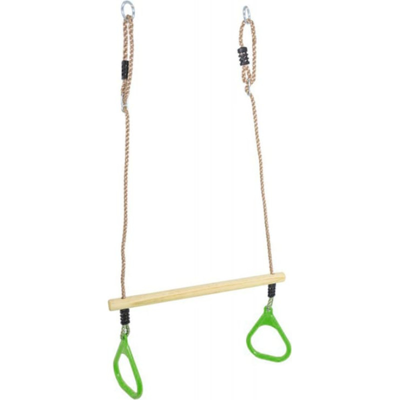 Gimnastikos trapecija su plastikiniais žiedais (žalia)