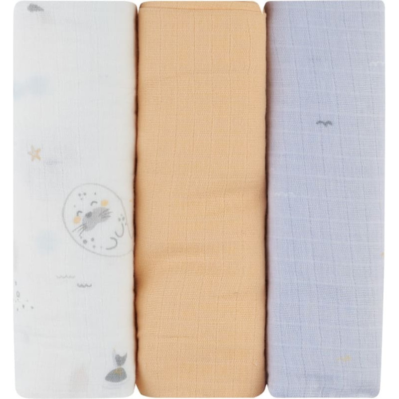 Muslin swaddle set 3 pcs 75x75 cm Seally Me