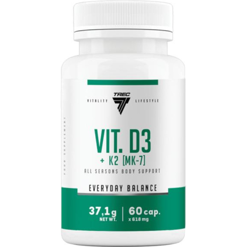 Trec Vitamiinikapslid TREC VIT. D3+K2 (MK-7), 60 kapslit