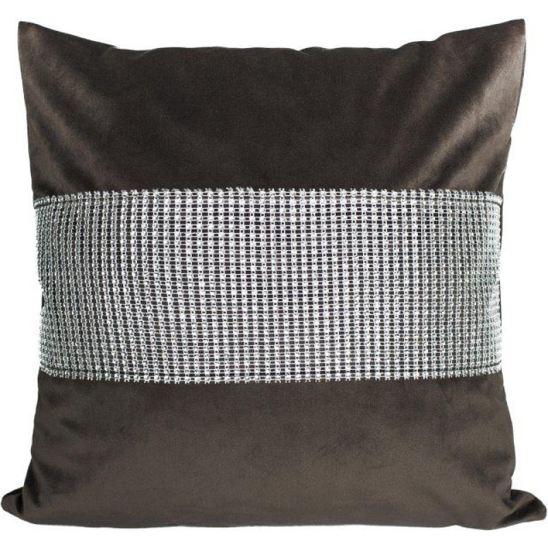 CUSHION COVER 40X40CM RHINESTONES P4040/CYR/CZABR VELVET DARK BROWN