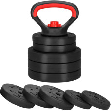 Springos Reguliuojama svarmenų kettlebell Springos FA1673, 10 kg, 5 diskų rinkinys, juoda/raudona