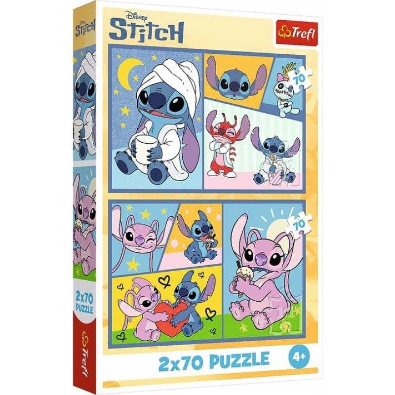 Trefl 34444 Puzzle 2x70 Ze Stitchem nie ma nudy