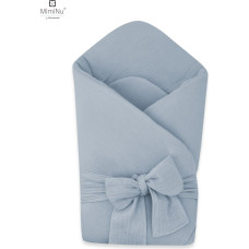 Miminu KIECZMERSKI Rożek niemowlęcy z kokardą MUŚLIN BAWEŁNIANY jeans bawełna 100%