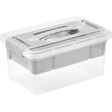 Keeeper Kaste ar vāku un organaizeru organizer box Henri 19x29x14cm 5L gai&scaron;i pelēka/caurspīdīga