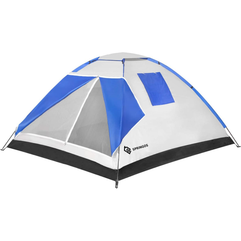 Springos 4 vietų mėlyna turistinė palapinė su tinkleliu nuo uodų Springos PT008