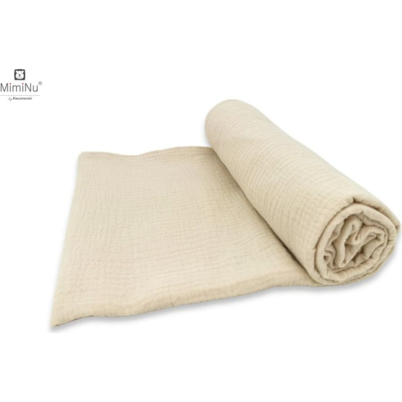 Miminu KIECZMERSKI Otulacz 120x120 MUŚLIN BAWEŁNIANY bawełna 100% ciepły beż