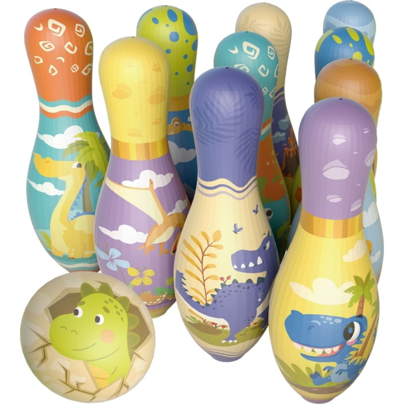 Woopie vikrumo žaidimas – boulingo rinkinys su dinozaurais, 12 dalių