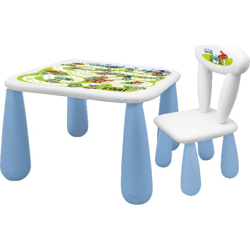 Maltex SET LUNA SMERFY Stolik dla dzieci + krzesełko biały/niebieski