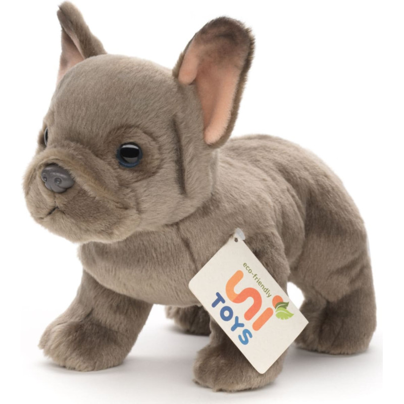 Uni-Toys Plush toy French bulldog, gray, 26 cm