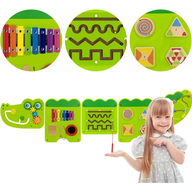 Viga Tablica Sensoryczna Manipulacyjna Krokodyl Certyfikat FSC Montessori