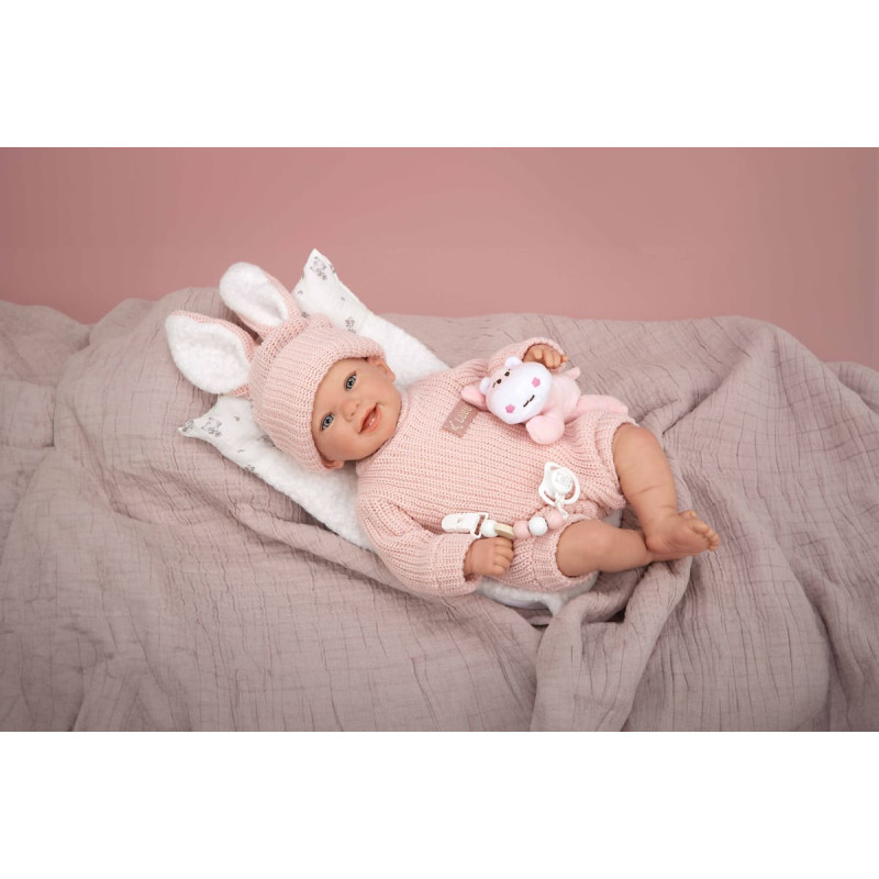 Arias Reborn lėlė kūdikėlis rožiniais rūbeliais, Lucia, 45 cm