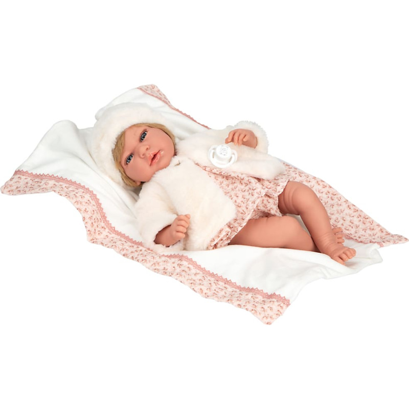 Arias lėlytė kūdikėlis su kailinukais, 40 cm