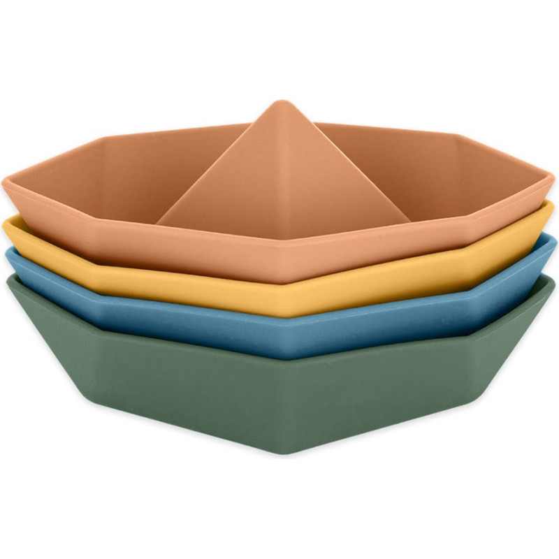 Petite&Mars 604999 Silikonowe zabawki kąpielowe Ships 4 szt. 6m+