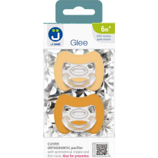 2-pack. Smart pacifiers Glee 6m+ beige-mustard