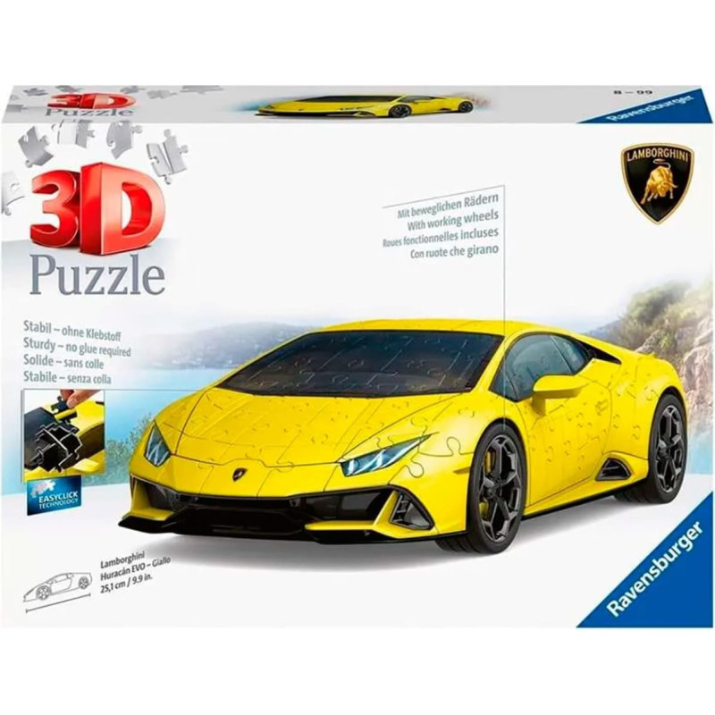 Ravensburger 3D Puzzle Lamborghini Huracan Yellow, 108 pcs, 8+