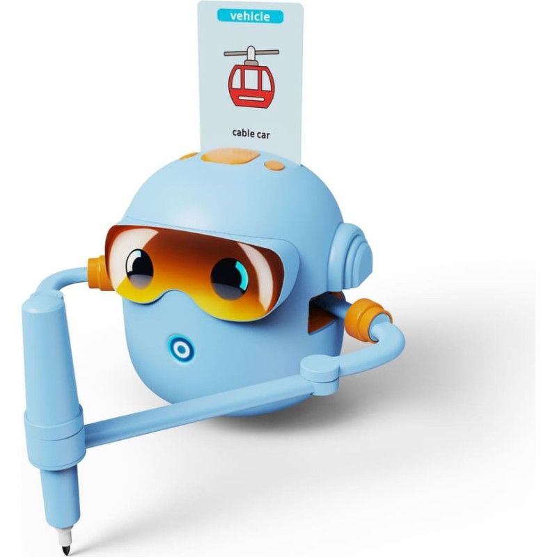 Interaktīva izglītojoša robota rotaļlieta, kas mācās zīmēt flomāsterus zilā krāsā