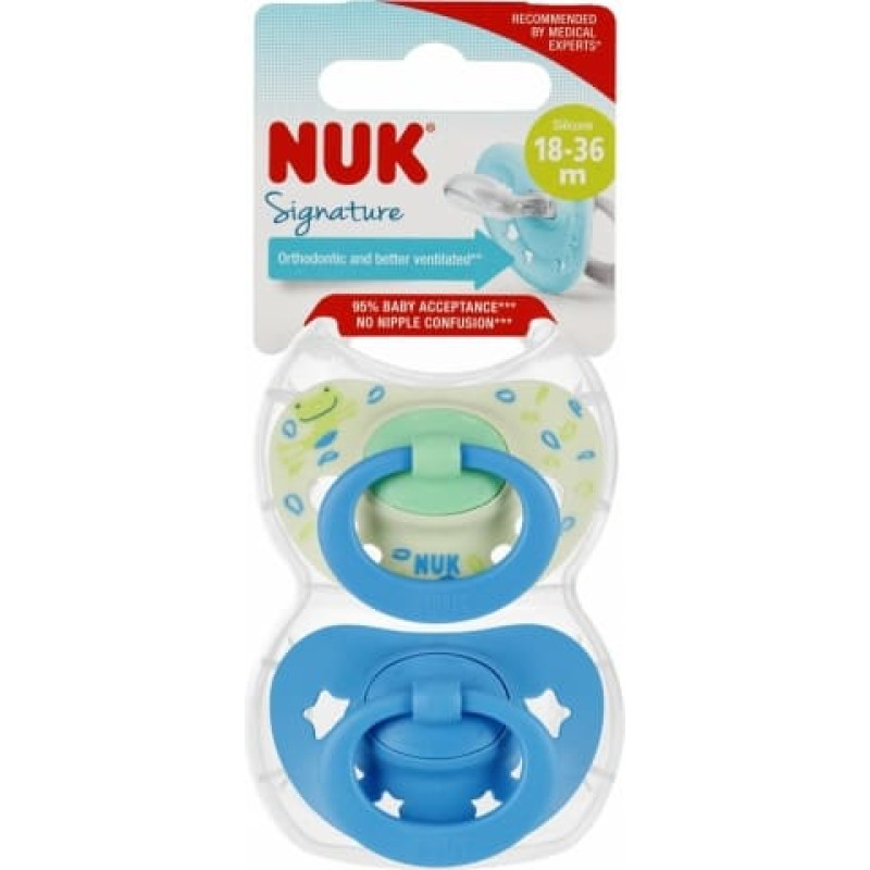 NUK 177206 Smoczek uspokajający 2 el. 18-36m SIGNATURE niebieski