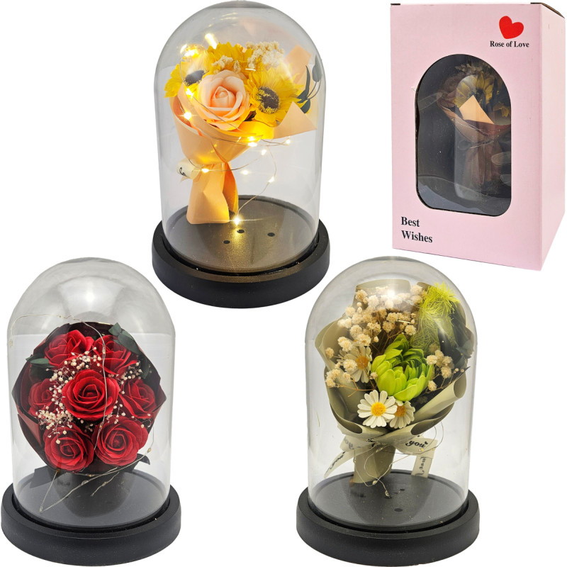 WIECZNY KWIAT BUKIET RÓŻ PODŚWIETLANY