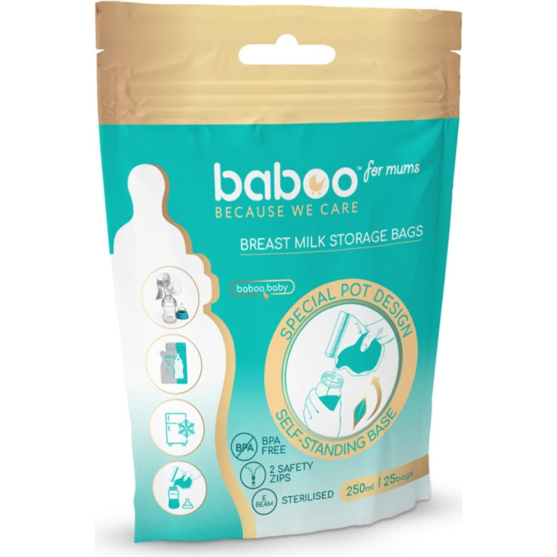 Baboo Sterilized Breast Milk Storage Bags, 25 pcs
