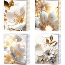 TORBA NA PREZENTY BIAŁO ZŁOTE KWIATY S