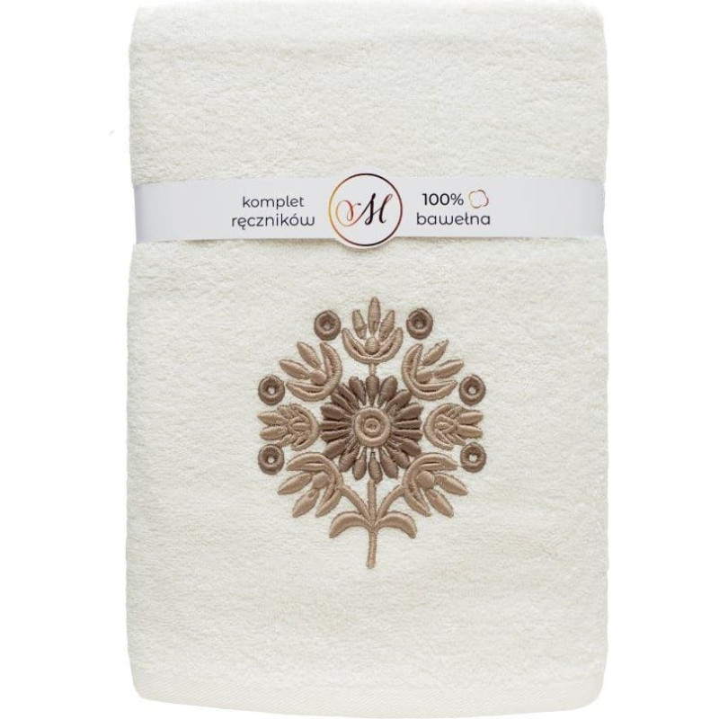 RĘCZNIK KPL.MARIBELLA 3 SZT./30X50/50X100/70X140/ FROTTE HAFT 002 SŁONECZNIK KREM