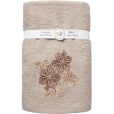 RĘCZNIK KPL.MARIBELLA 3 SZT./30X50/50X100/70X140/ FROTTE HAFT 004 HIBISKUS KAWA Z MLEKIEM