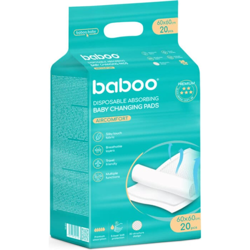 Baboo Disposable absorbent changing pads AirComfort, 60 &times; 60 cm, 20 pcs