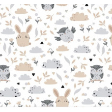 Atk Kieczmerscy Autiņ&scaron; flaneļa RABBIT&OWL 70x80 cm (4333)