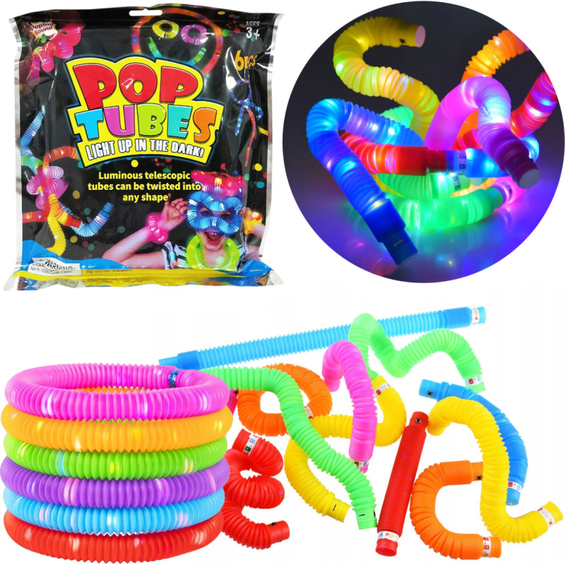 RURKI SENSORYCZNE POP TUBE ŚWIECĄCE 6SZT