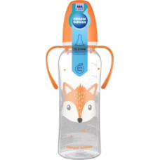 Canpol Babies 11/845 standartinis buteliukas su rankenėlėmis 250 ml – CUTE ANIMALS serija, oranžinis