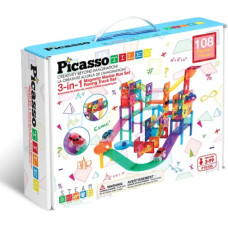 Picasso Tiles Magnētiskais konstruktors 2in1 komplekts 108 detaļas, PTG108