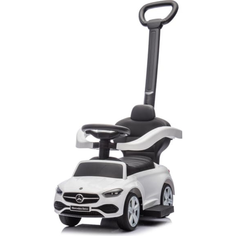 Moovkee Ride-on car with handle - 668- rubber wheels PVC  - eco-leather - MERCEDES C63 - WHITE