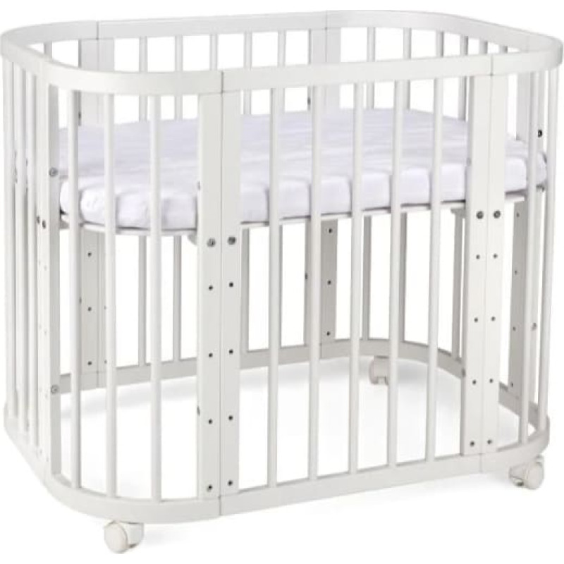 Kūdikio lovytė 5in1 su čiužiniu White, Waldin