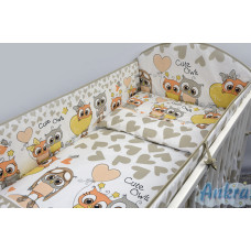 Ankras G/v komplekts OWLS AND HEARTS beige K-2P135 (sega,spilvens)