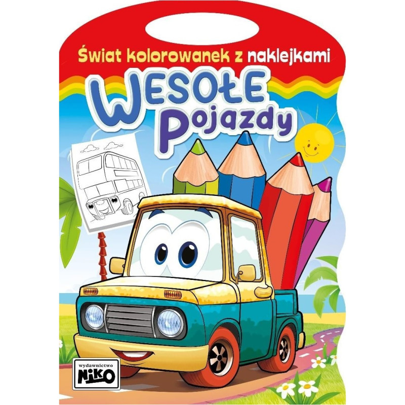 KOLOROWANKI Z NAKLEJKAMI WESOŁE POJAZDY