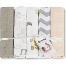 Sensillo TETRA DIAPER 70X80 5-PACK CARS BEIGE