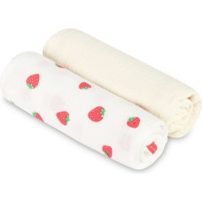 Sensillo DIAPER CRUSHED MUSLIN 60X75 2-PACK STRAWBERRY CREAM