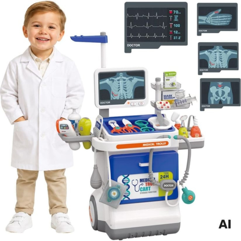 Woopie Interactive Little Doctor's Trolley Medical Set X-ray 115cm