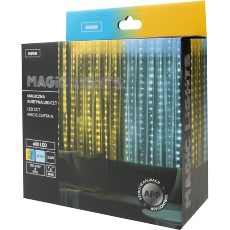 Magic Lights Magic LED Curtain, 600 LEDs, 3 &times; 3 m, CCT, 230V, App Control