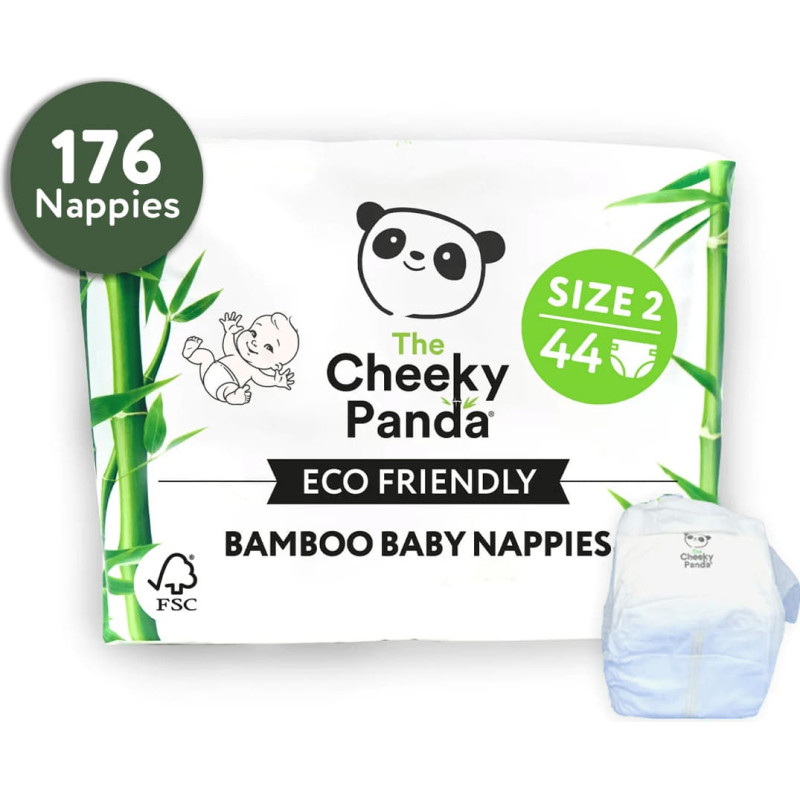 The Cheeky Panda Bamboo Eco Friendly Art.152656 Ekoloģiskās autiņbiksītes 2 izmērs, 4-8 kg, 44 gb.