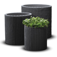 Keter Puķu podu komplekts Cylinder Planters S+M+L pelēks