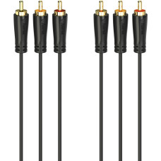 Hama 00205151 Audio/Video Cable, 3 RCA plugs - 3 RCA plugs, gold-plated 3m