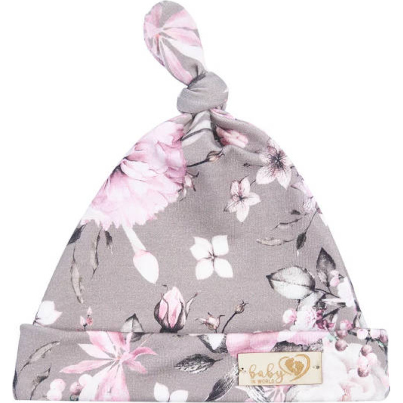 Baby In World BABY 01311 Czapka niemowlęca Smerfetka Grey Rose 0-3 m