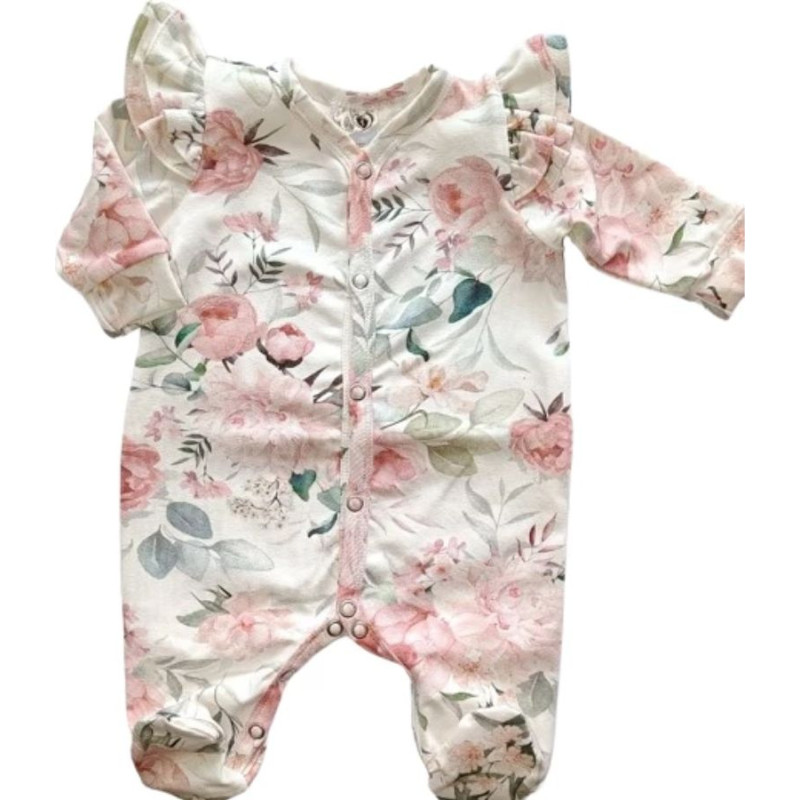 Baby In World BABY 01595 Pajac niemowlęcy dł rękaw Pastel Roses 56/62