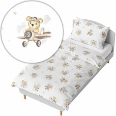 Ankras Bedding set - 6  parts - 120/90/360 - BEAR in PLANE - BEIGIE