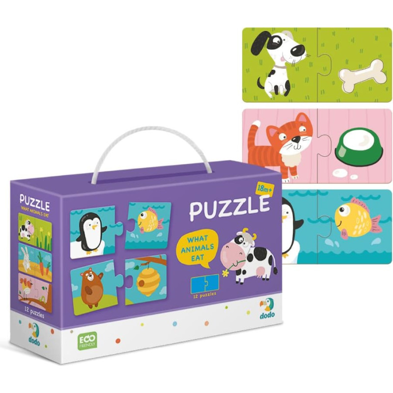 Dodo Kudikiams žaislas Duo Dėlionė Ką valgo gyvūnai?