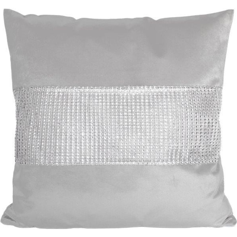 CUSHION COVER 40X40CM RHINESTONES P4040/CYR/JS VELVET LIGHT GREY