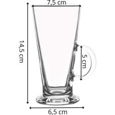 Springos Stiklinės lattei, desertai su rankena Springos HA7496 280 ml rinkinys 6 vnt.