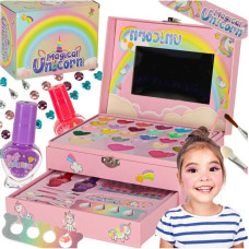 Makiažo ir nagų priežiūros rinkinys – šešėliai, lakai ir priedai lagaminėlyje UNICORN