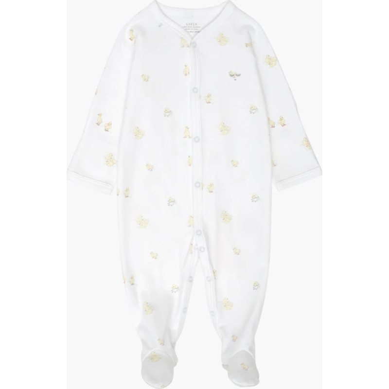 Livly Clothing Rāpulis Livly Ducklings Simplicity Footie White